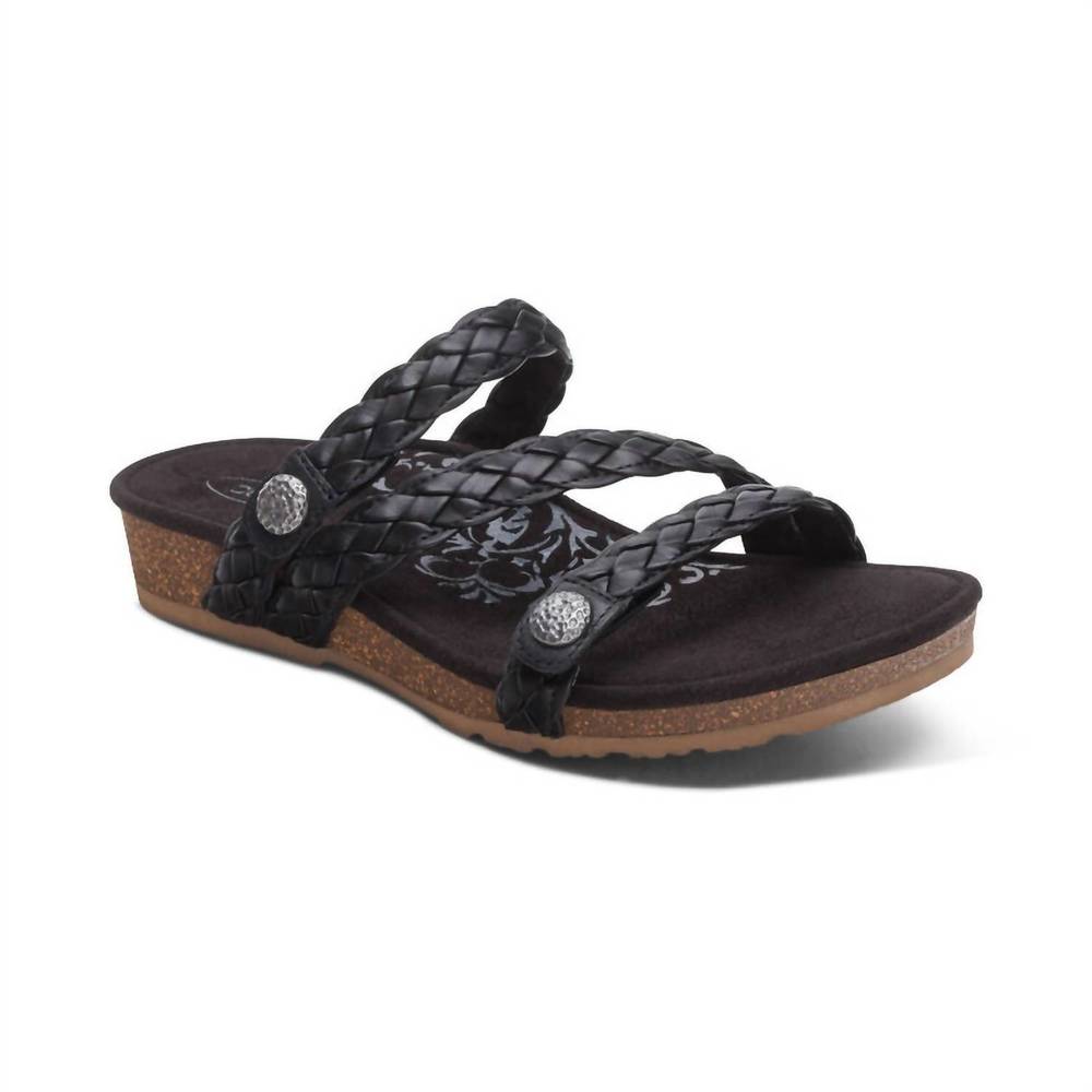 Aetrex Black Braided Sandals
